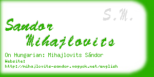 sandor mihajlovits business card