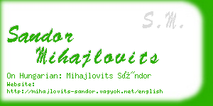 sandor mihajlovits business card